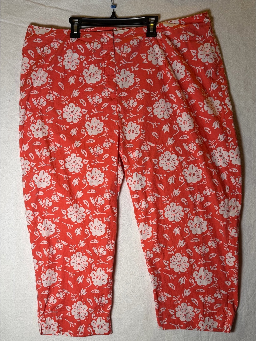 Mountain Lake II Coral Pink Floral Capri Pants 20W